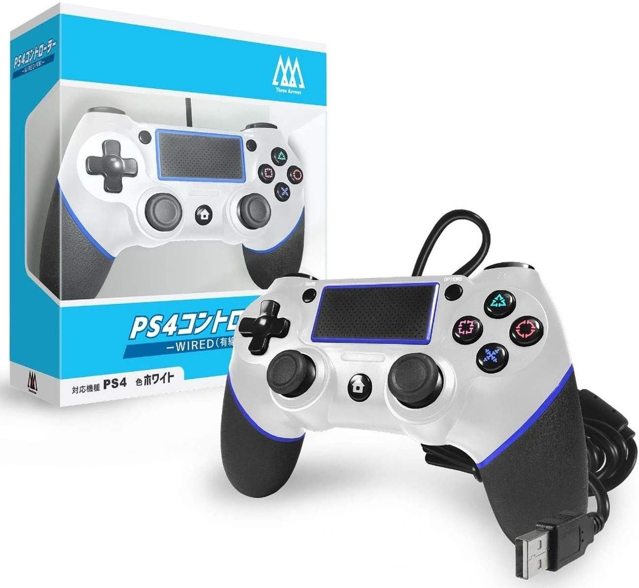 Three Arrow PS4 Wired Controller White