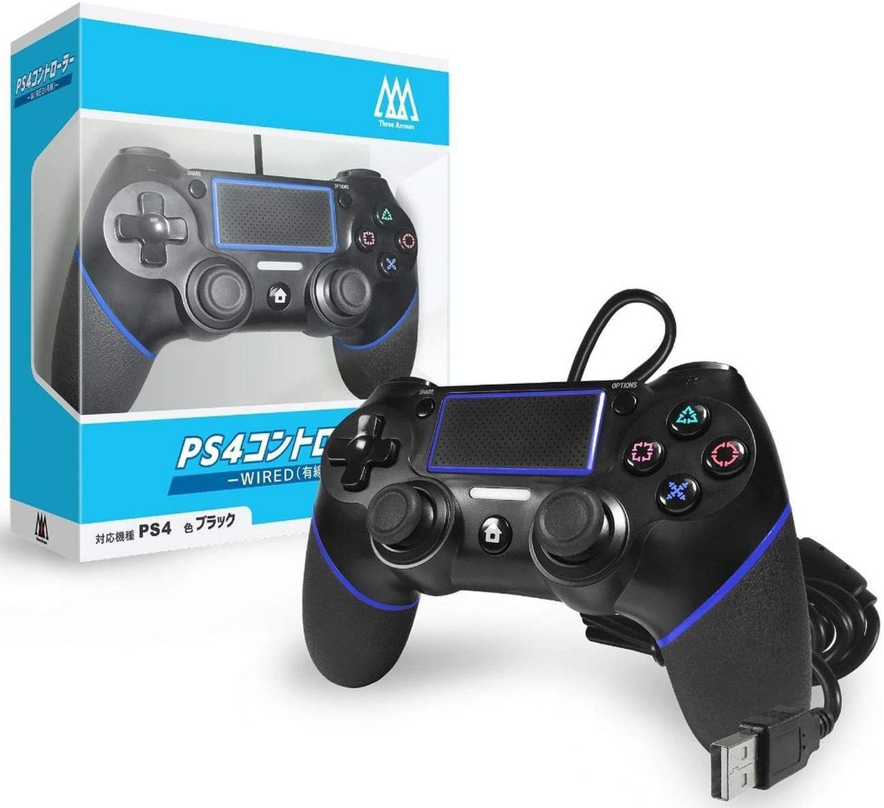 Three Arrow PS4 Wired Controller Black